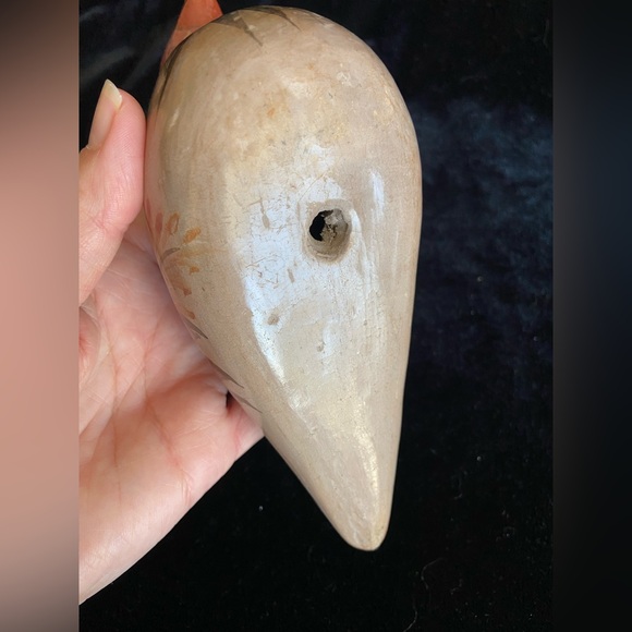 Tonala Mexico Pottery Folk Art Hand Painted Bird Brown Gray Blue White 7” - Picture 6 of 9